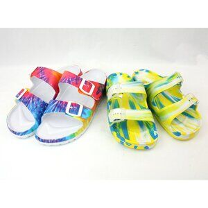 Colorful Lot So Aloha Island Tie Dye Sport Casual Comfort Sandals Slip Ons 9